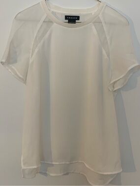 Trouve White Sheer Short-Sleeve
